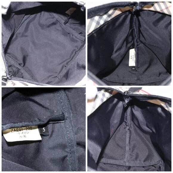 BURBERRY Nova Check Blue Label Hand Bag Nylon Red Silver Auth hs1715 - Picture 15 of 16